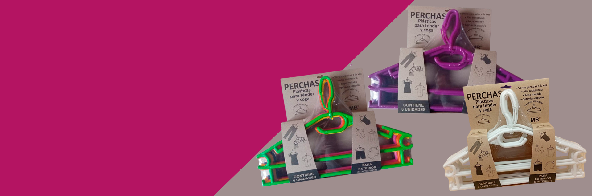 MB Perchas Plásticas para Ténder y Soga